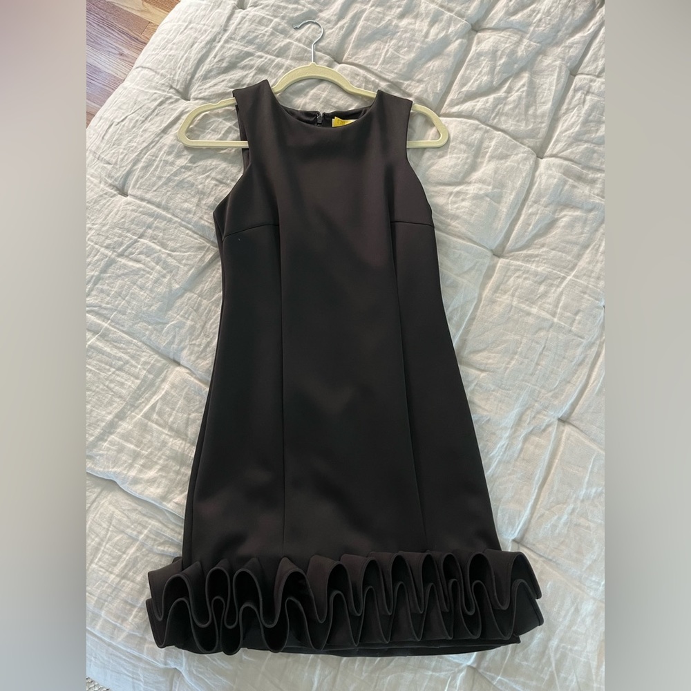 Nicole Miller Neoprene Black Ruffle Hem Dress - Picture 3 of 9